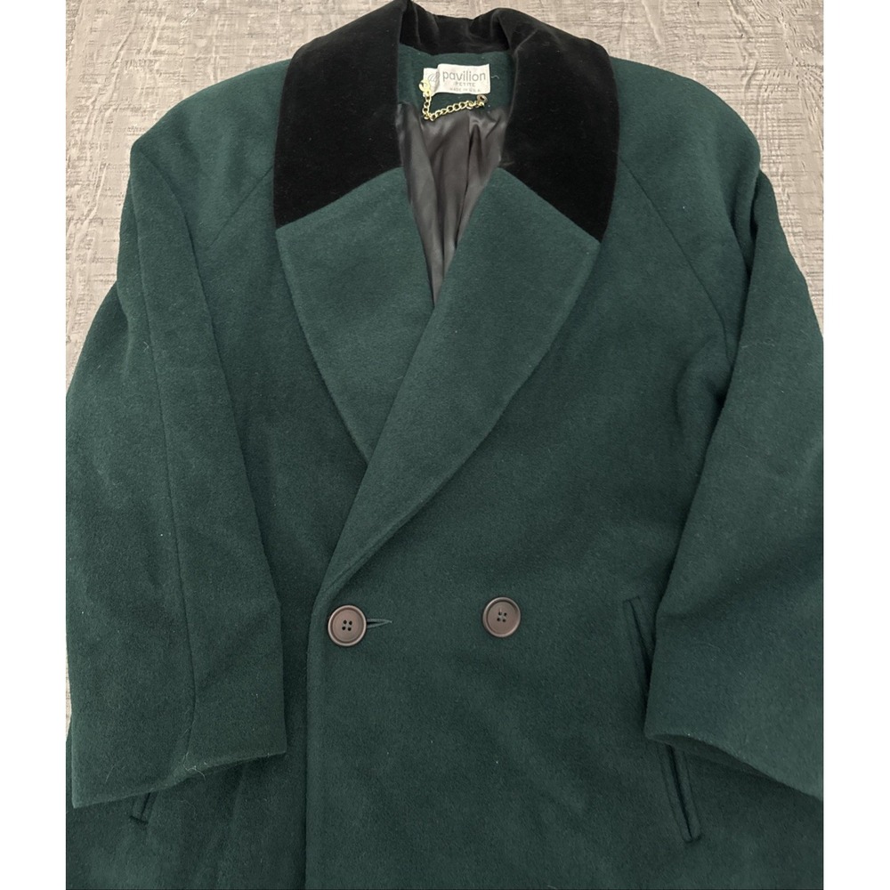 Rare Vintage Pavilion Petite Wool Coat Lined Green Pea Coat  Union Made In USA